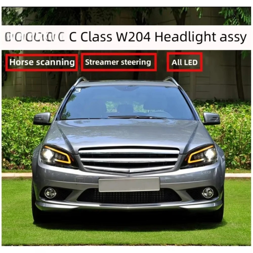 07-11 for  C-Class W204 Headlight Assembly C200C63 Modified LED Lens Daily Running Light Streamer Turn signal